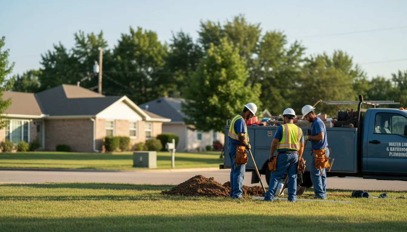 Residential water line and bathroom plumbing service in Weimar, TX